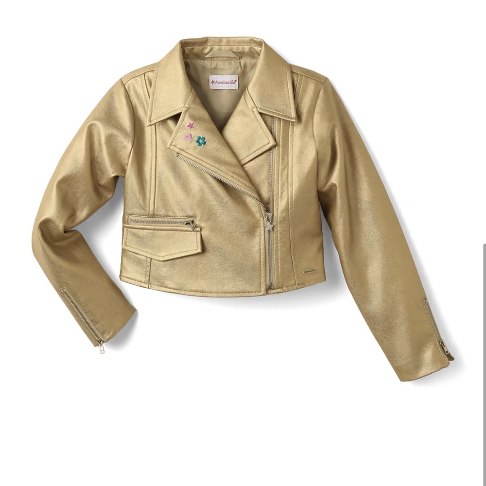 American Girl Girls Gold Moto Jacket NWT Size M (10/12)
